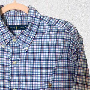 Ralph Lauren Men XL Cotton Multi Color Plaid‎ Flesh Pony Costal Preppy Button